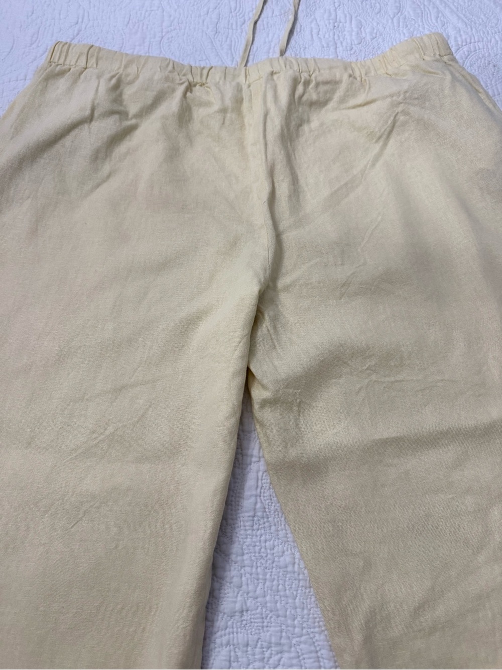 Joie Pastel Yellow Wide-Leg Linen-Blend Pants - Picture 5 of 7